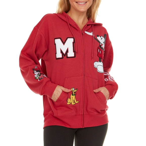 NWT Licensed Ladies Character MICKEY MOUSE Holiday Full Zip Up Hoodie Jacket L - Picture 6 of 11